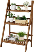 39.4" Bamboo Ladder Shelf Plant Shelf, 3 Tier Foldable Ladder Flower Pot by OAKVIVOElegantLifestyle