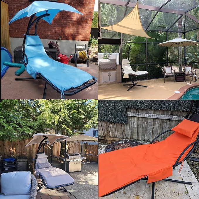 Hanging Lounge Chair Replacement Cushion and Umbrella Set – Rust Color - Image 7
