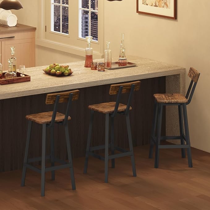 Bar Stools, Counter Stools for Bar, Living Room, and Dining Room, Rustic Brown - Image 4