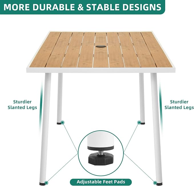 DWVO Patio Table Rectangle 59"x34.2", Patio Dining Table - Image 5