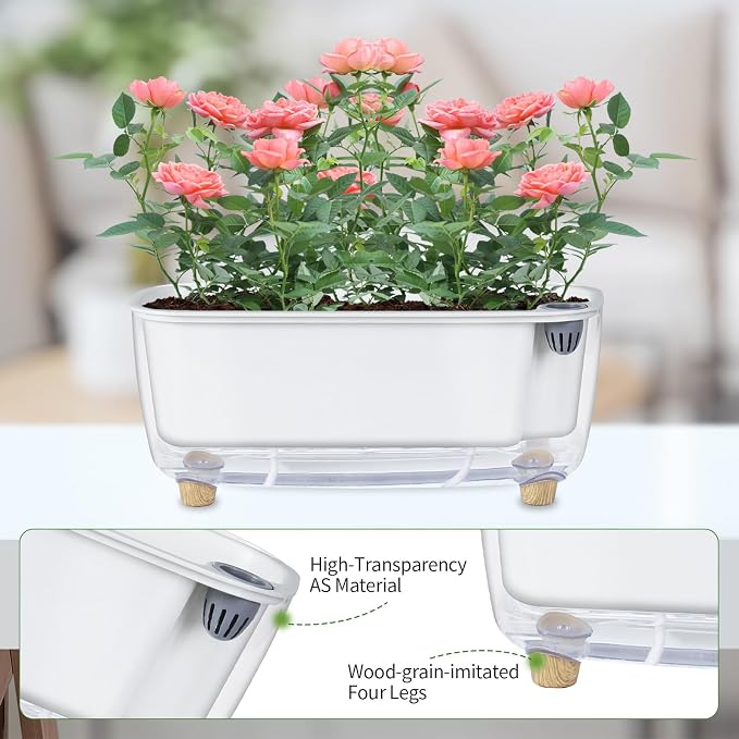 Self Watering Planter with Coco Coir Pellets, 11.8 Inch Plastic Rectangular - Image 3