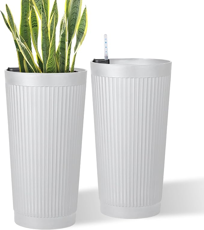 24in Tall Self-Watering Planters Set of 2 by PolarcoForgeco