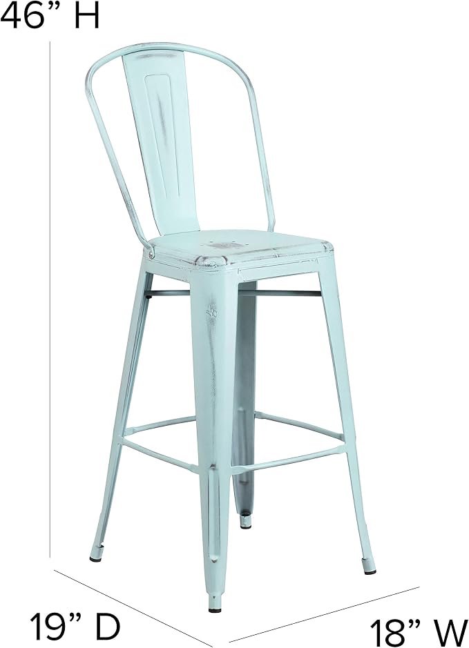 EMMA + OLIVER Commercial 30" H Distressed Green-Blue Metal Indoor-Outdoor - Image 2