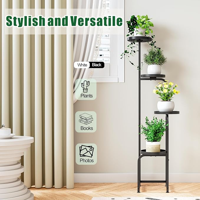 Plant Stand Indoor Outdoor 4 Tier Metal Plant Shelf - Image 3