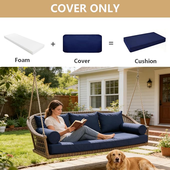 Oslimea Outdoor Daybed Cushion Cover Patio Twin Daybed Covers Waterproof Porch - Image 6