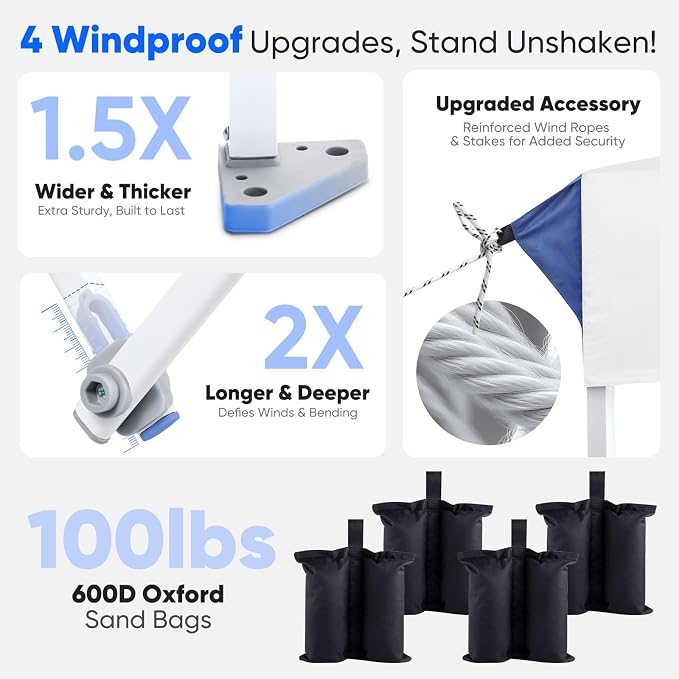 Sekey 10x10 Instant Pop Up Canopy – One Push Setup Easy Up Gazebo; 99% UV - Image 3