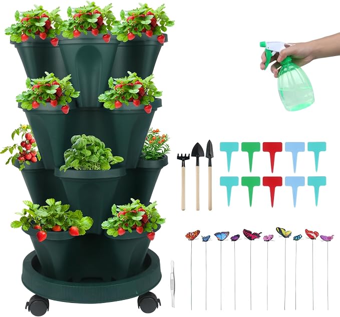 Vertical Planter 4 Tier Stackable Planters Garden Planters Strawberry Herb by GameXcel