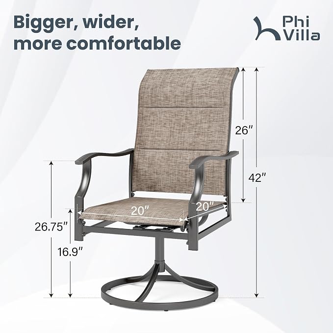 PHI VILLA Swivel Patio Chair Set of 6, All Weather-Resistant - Image 7