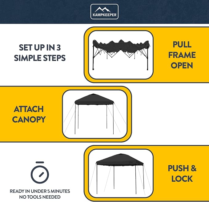 KAMPKEEPER 10x10 Pop-Up Canopy Tent, Waterproof, Portable Shade - Image 4