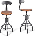 LOKKHAN Set of 2 Rustic Industrial Bar Stool-24-30 Adjustable Metal Swivel by LOKKHAN