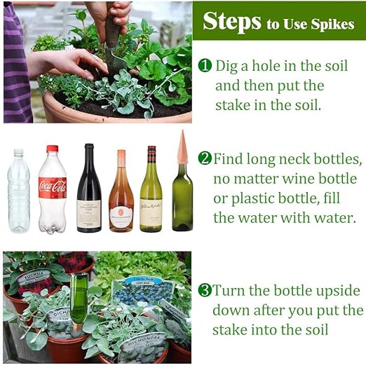 Plant Watering Devices 6 Pack Terracotta Vacation Plant Waterer Wine Bottle - Image 4