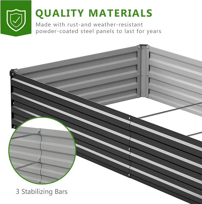 2PCS 12x3x1ft Galvanized Raised Garden Bed Kit, Metal Planter Box - Image 4