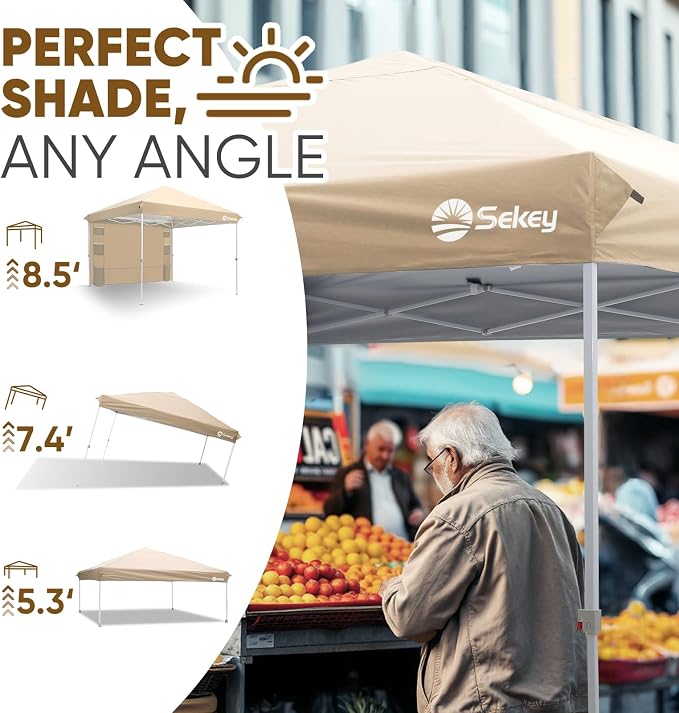 Sekey 10x10 Pop Up Canopy with Pockets Sidewall, One Push Setup Instant Outdoor - Image 5