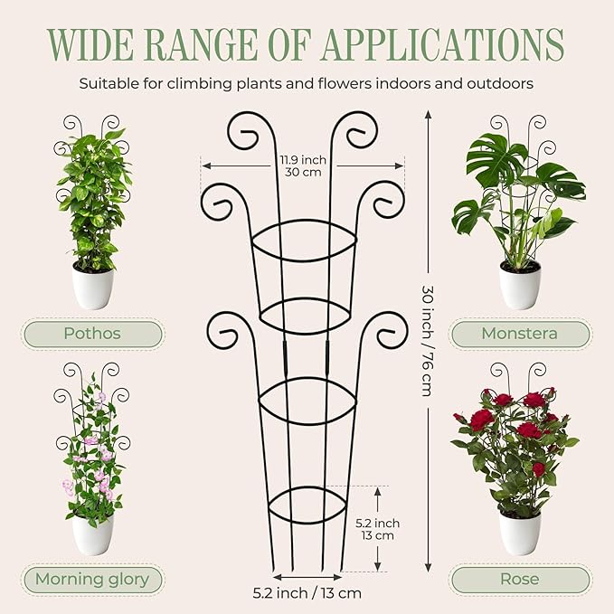 4 Pack 30 Inch Tall Metal Plant Trellis - Image 2