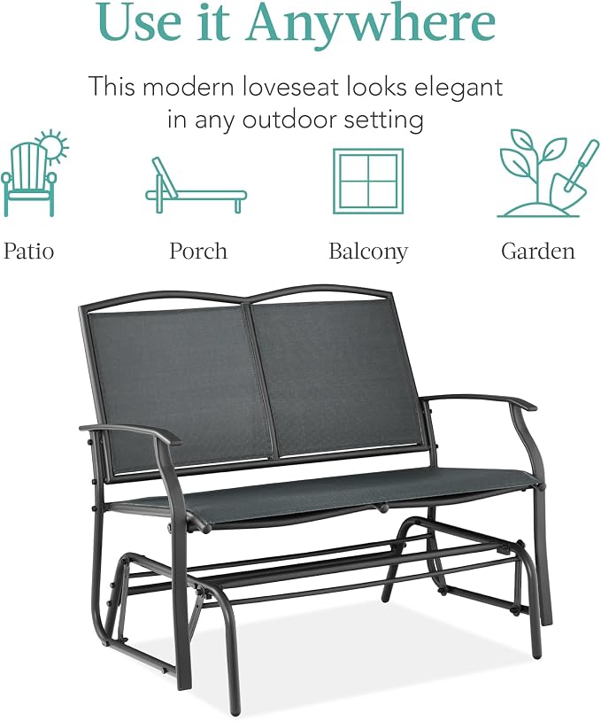 Best Choice Products 2-Person Outdoor Patio Swing Glider Steel Bench Loveseat - Image 7