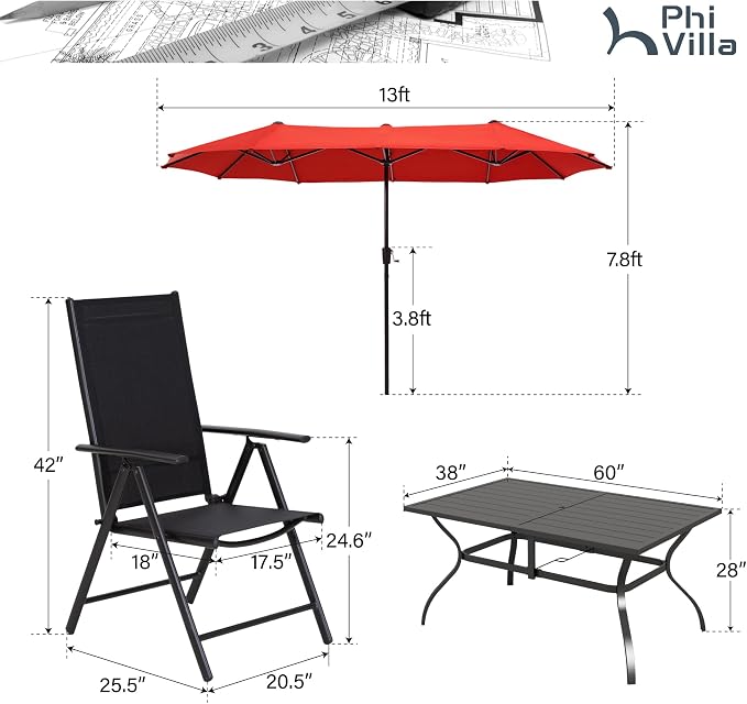 PHI VILLA 7 Pcs Patio Dining Set - Image 8