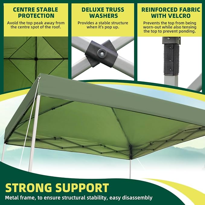 10x10 ft Pop Up Canopy Tent, Easy Up Instant Outdoor Canopy, Straight Legs - Image 6