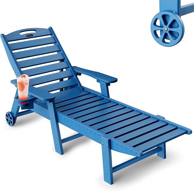 Lounge Chair Outdoor, Chaise Lounge Outdoor, HDPE 6-Position Lounge Chair by Suunyn