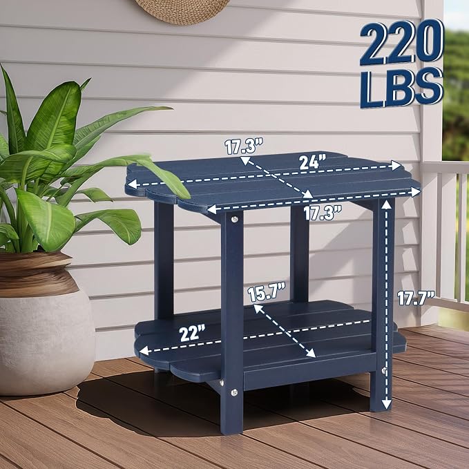 Outvita Adirondack Side Table, 24 Inch Square Outdoor End Table, HDPE Weather - Image 3