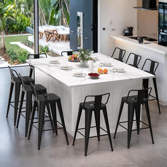 Metal Bar Stools Set of 4, Counter Height Bar Stools - Image 8