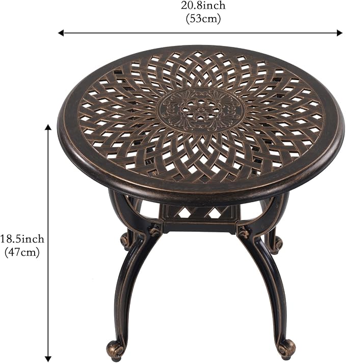C/G Outdoor Side Tables, Cast Aluminum Patio End Tables, Anti-Rust Coffee Table - Image 2