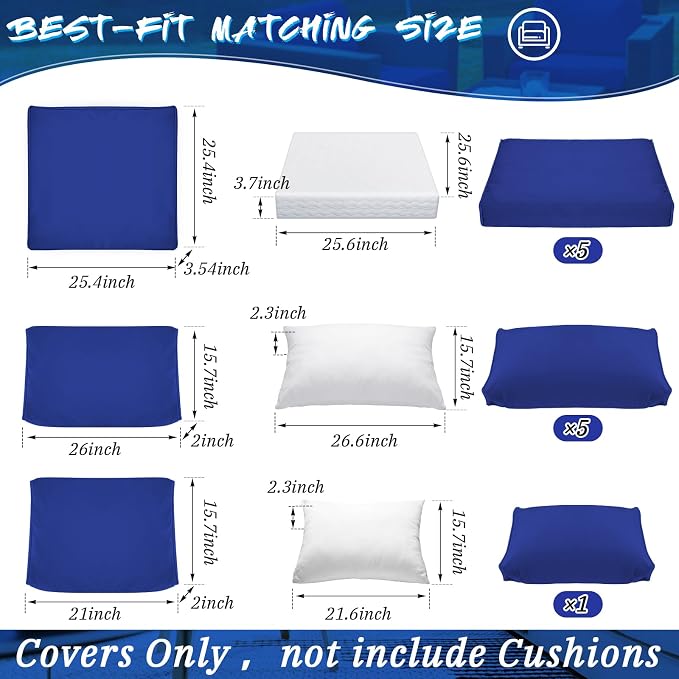 Patelai 11 Pcs Waterproof Patio Cushion Covers - Image 3
