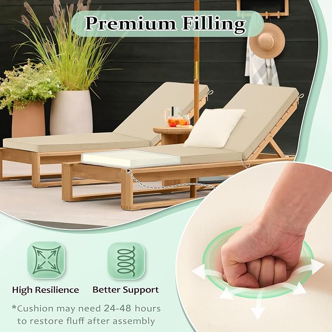 Cozyide Chaise Lounge Cushions Outdoor 72"x21"x3", Waterproof Lounge Chair - Image 3