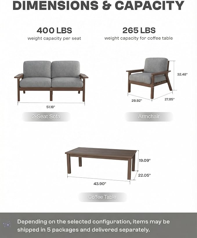 Patio Furniture Set, HDPE Outdoor Sofa Set - Image 2