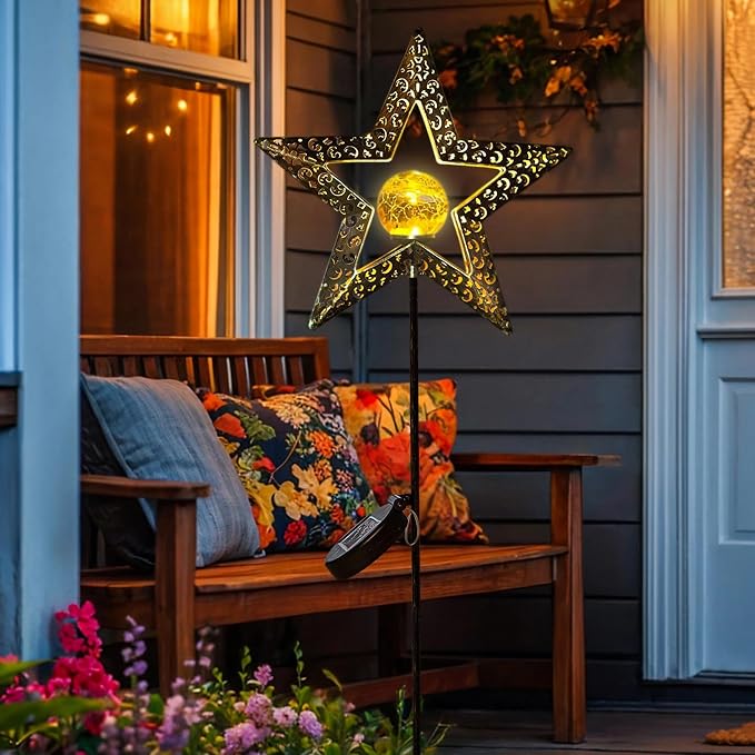 TAKE ME Star Solar Lights Garden Outdoor Decor Waterproof Metal Solar Stakes - Image 7