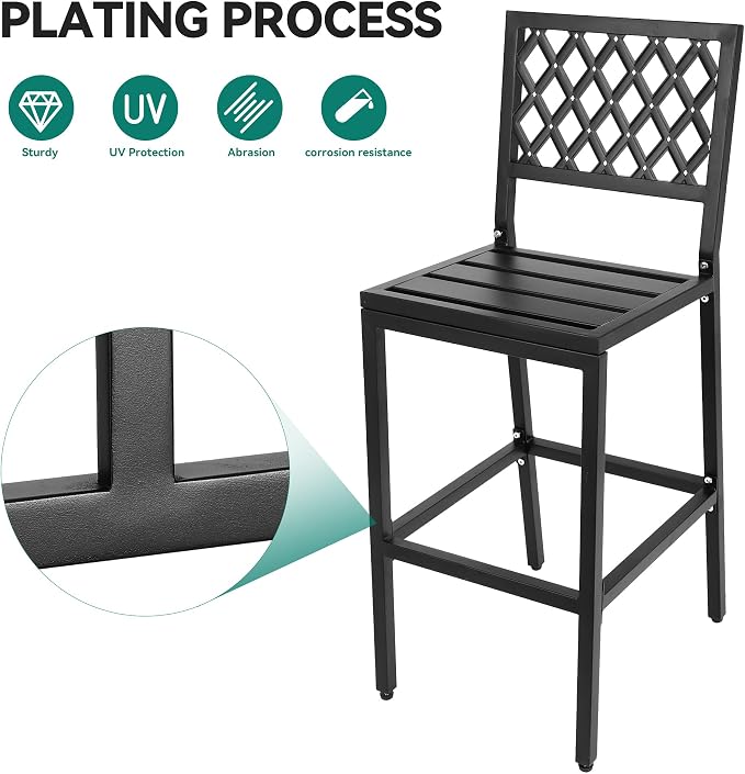 YITAHOME Outdoor Bar Stools Set of 2, Cushioned Metal Outdoor Bar Stools - Image 7