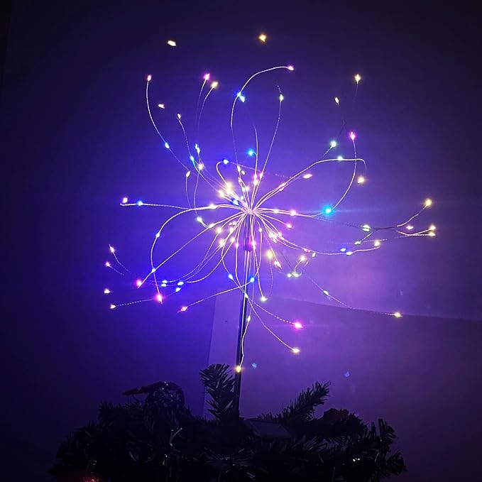 JJGoo Solar Firework Lights, 2 Pack 120 LEDs 2 Lighting Modes Solar Garden - Image 2