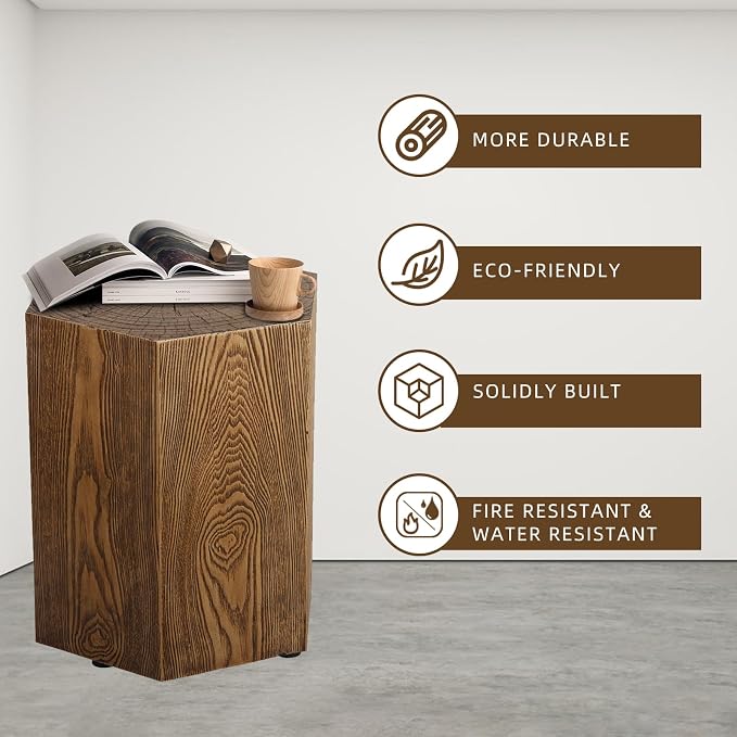 Afterglow Outdoor Hexagonal Side Table, Terrafab Material Natural Decorative - Image 4
