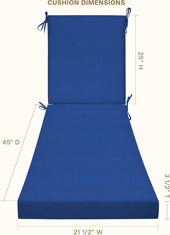Honeycomb Outdoor Heritage Chaise 21.5 x 70, Textured Solid Sapphire Blue - Image 4