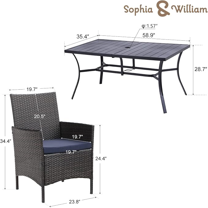 Sophia & William 7 Pieces Patio Dining Set - Image 9