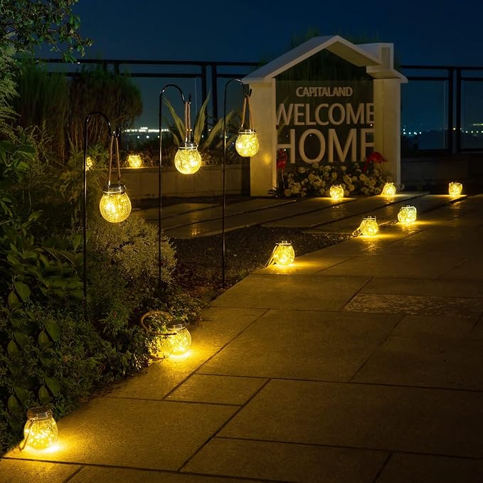 ROSHWEY Solar Lantern Gifts for Women, 4 Pack Hanging Garden Decor Lights - Image 4