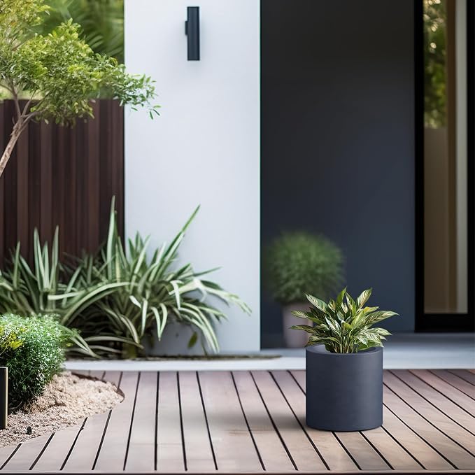 Kante 9.8" Dia Round Concrete Planter, Modern Style Large Cylindrical Plant Pot - Image 5