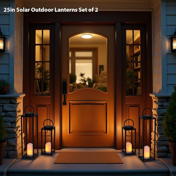 Large Solar Outdoor Lanterns, Fall Decor- Set of 2 - Image 2