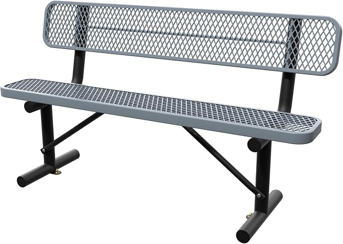 6 Feet Steel Park Bench for Outside, Outdoor Bench by Sunnibety