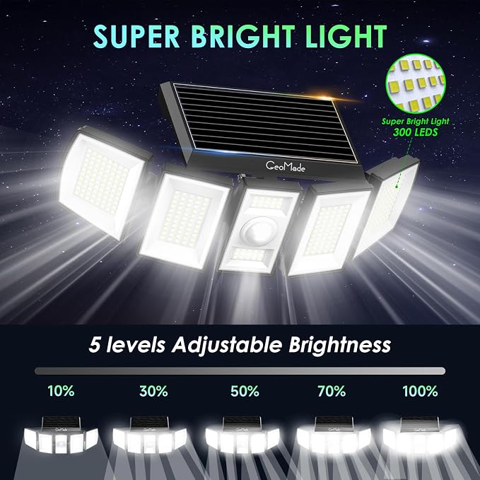 Solar Outdoor Lights, Flood Light Motion Sensor & Dusk to Dawn, Solar - Image 3