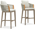 PURPLE LEAF Outdoor Bar Height Stools Set of 2, Modern Patio Bar Stool by PURPLELEAF