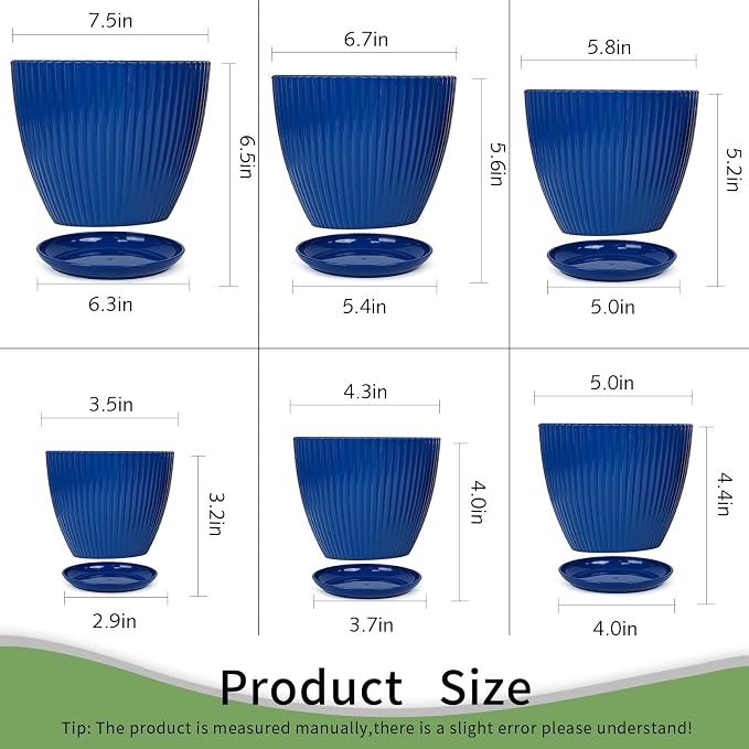 Plant Pots Indoor with Saucers & Drainage - Image 6