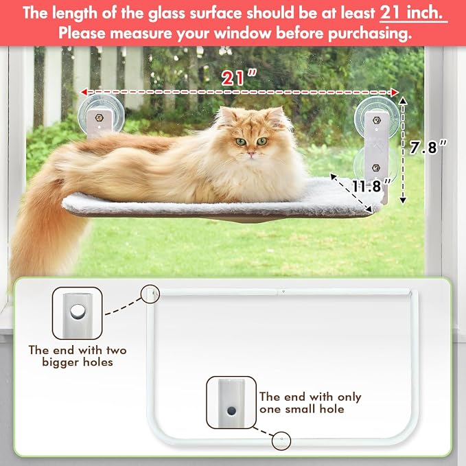 AMOSIJOY Cordless Cat Window Perch, Cat Hammock - Image 2