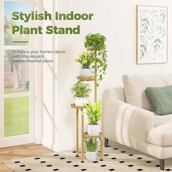 Bamworld Corner Plant Stand Indoor Outdoor, Tall Metal Flower Pot Stands - Image 6