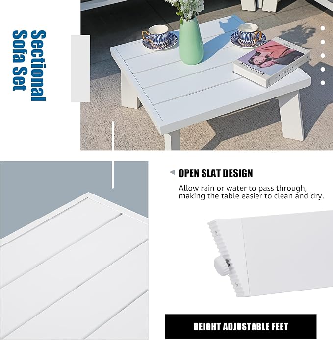 Soleil Jardin 4-Piece Outdoor Patio Furniture Set L-Shaped Aluminum Sectional - Image 6