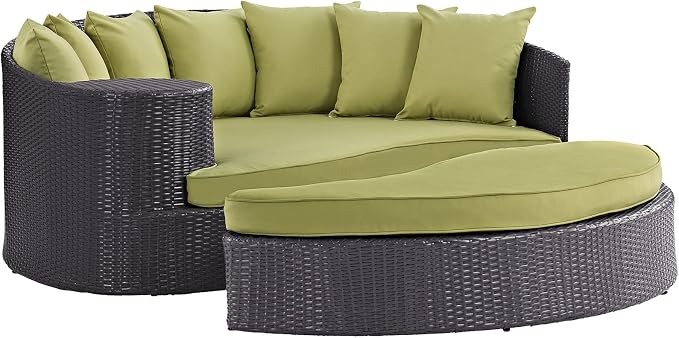 Modway Convene Wicker Rattan Outdoor Patio Poolside Sectional Sofa Daybed - Image 3