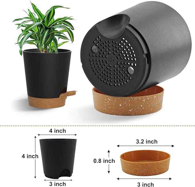 Self Watering Pots, 4 inch Flower Pots - Image 2