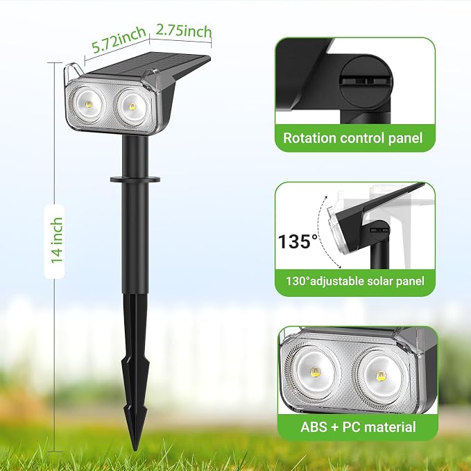 WdtPro Solar Color Changing Spot Lights, 8 Lighting Modes Solar Lights Outdoor - Image 6