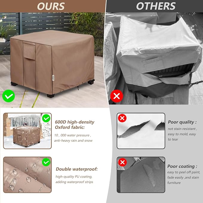 Patio Ottoman Cover Waterproof Square Outdoor Small Side Table Covers, Outdoor - Image 7