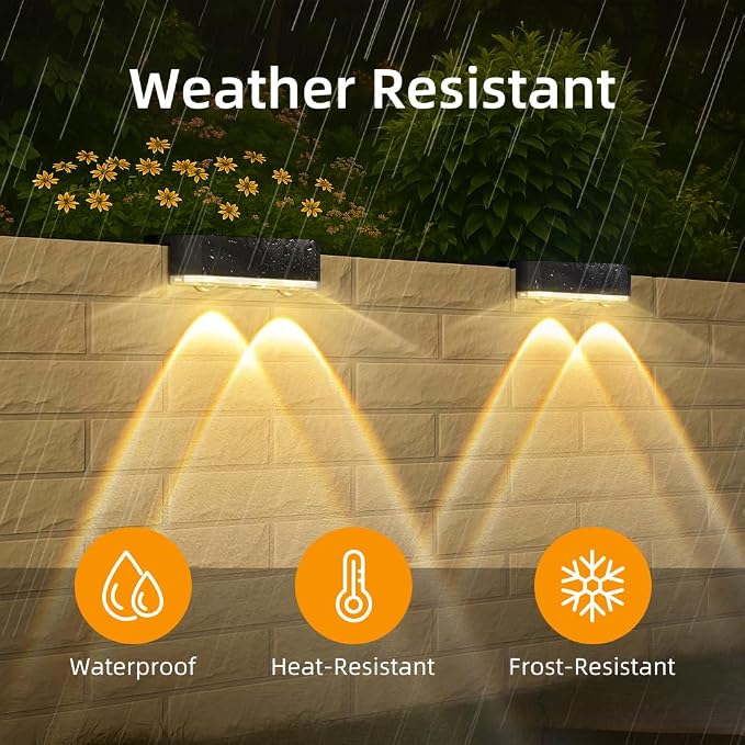 Peasur Solar Fence Lights Outdoor 8 Pack, Deck Light Solar Powered, Waterproof - Image 4