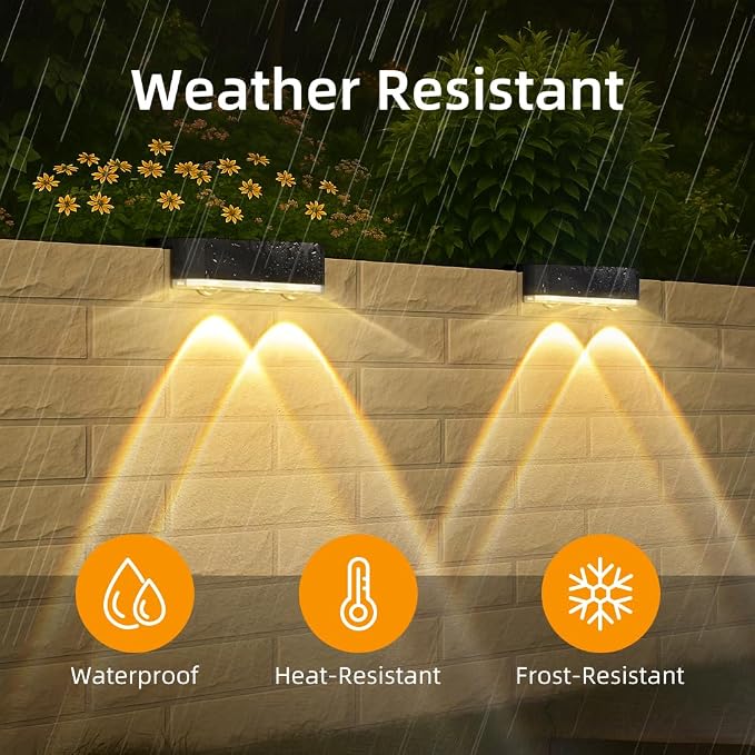 Peasur Solar Fence Lights Outdoor 4 Pack, Waterproof LED Steps Light Solar - Image 4